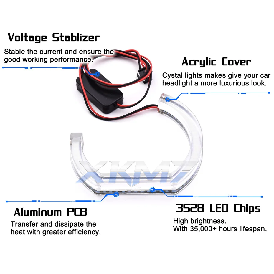 LED Angel Eyes For BMW E60 E61 Pre-LCI M5 525i 528i 530i 545i 550i Headlight Tuning Halo Ring DRL DTM Crystal Accessory Retrofit