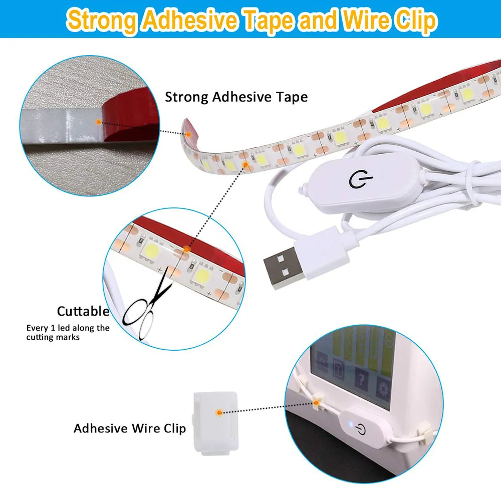 30cm 50cm LED Sewing Machine Strip Light Flexible Light Bar IP65 Waterproof Industrial Machine Working Lamp With Touch Switch