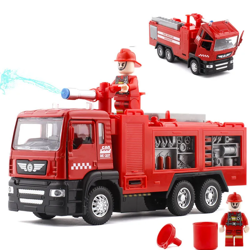 

Hot sale 1:50 water tank fire truck model,pull back fire truck toy,simulation sound and light,free shipping