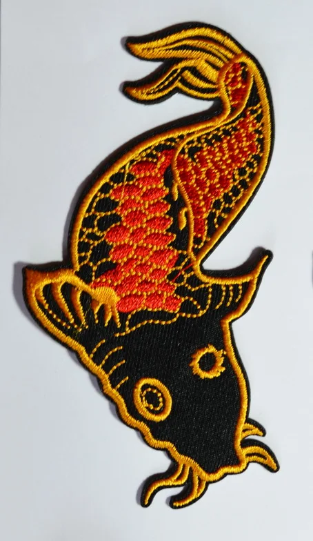 

(5 pcs) Japanese koi carp fish love friendship embroidered applique iron on patch ( about 7 * 11.1 cm)