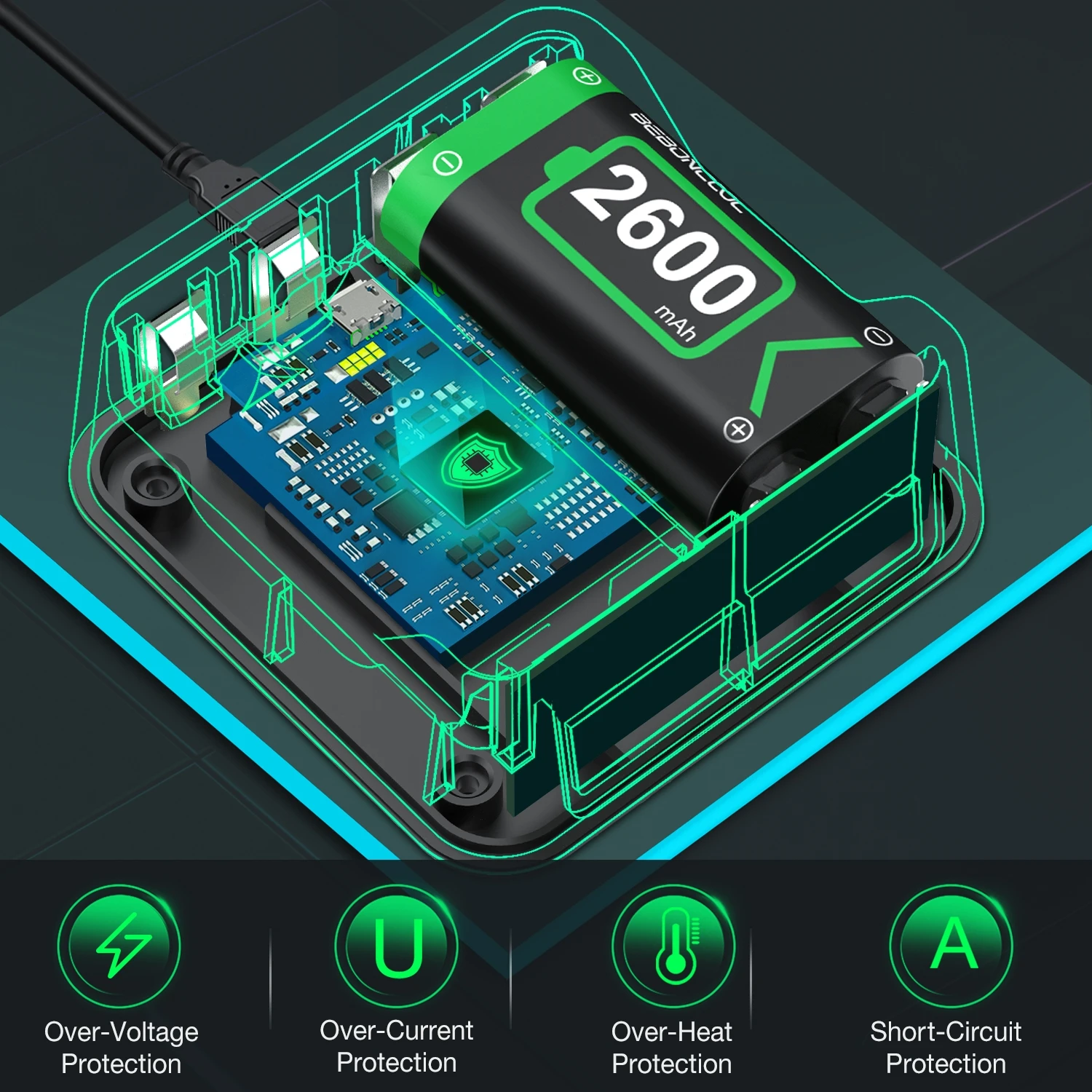 3x2600mah bateria recarregável para xbox series s/x/xbox um s/x gamepad bateria para xbox um controlador + carregador de bateria usb