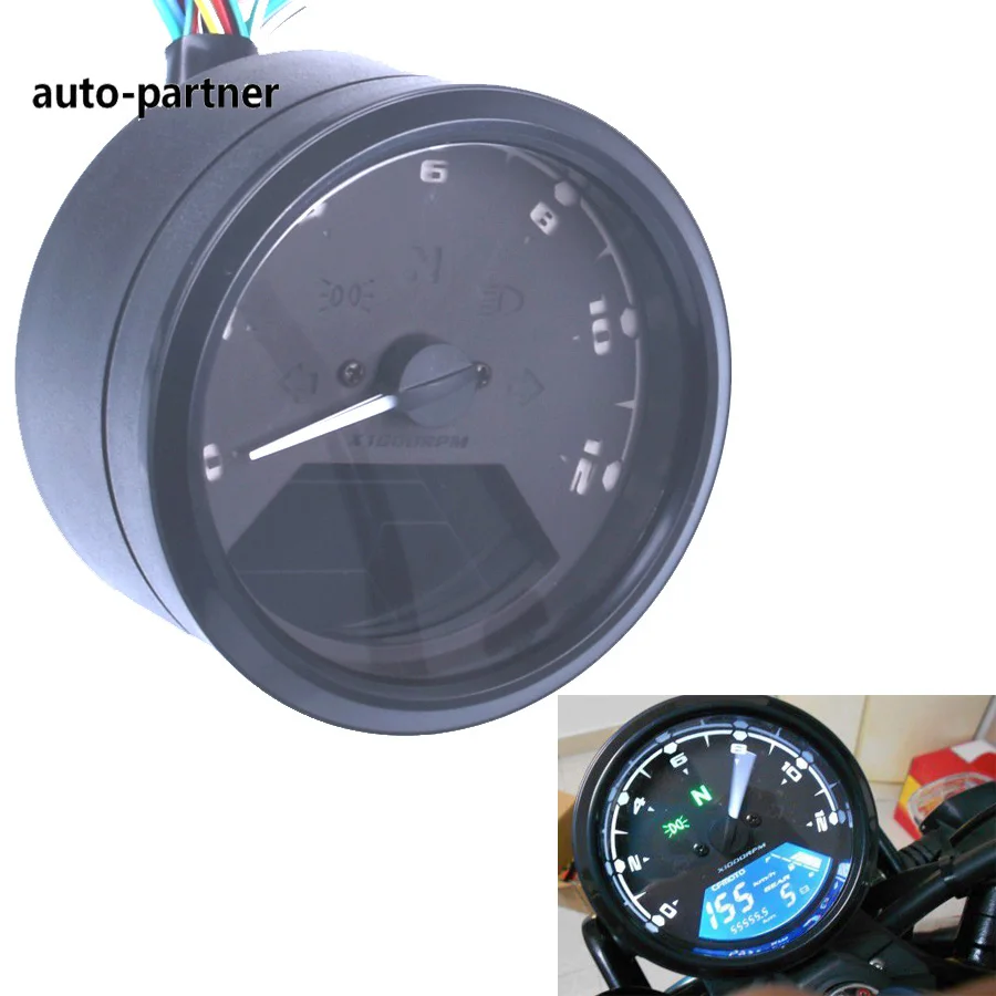 Universal Digital Motorcycle LCD Screen Speedometer Odometer Techometer Gauge Dual Speed