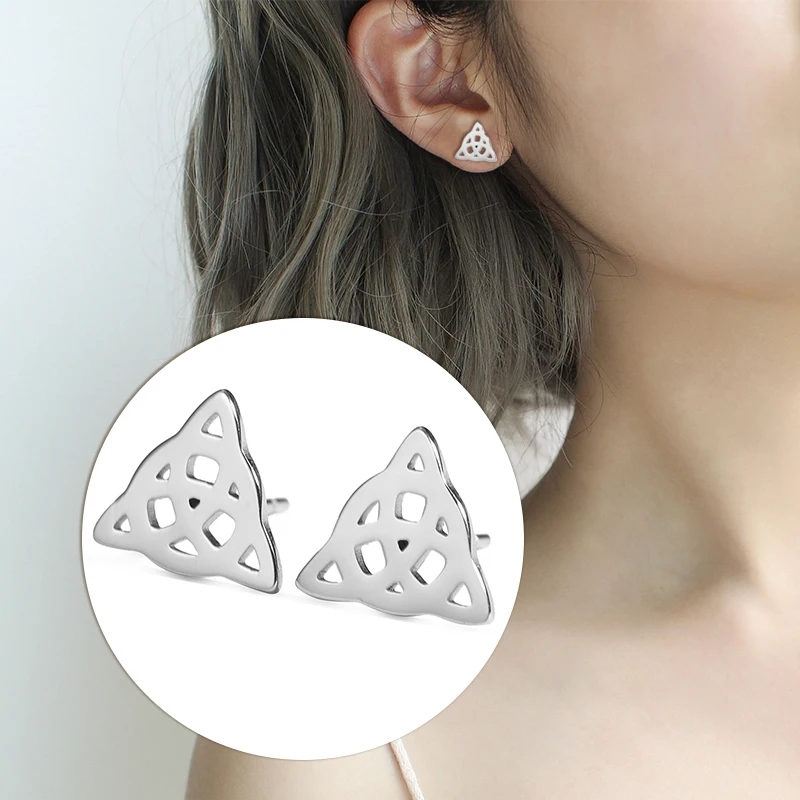 Teamer Valknut Triskelion Celtics Knot Earrings Set for Men Women Stainless Steel Earring Studs Viking Jewelry Ear Accessories