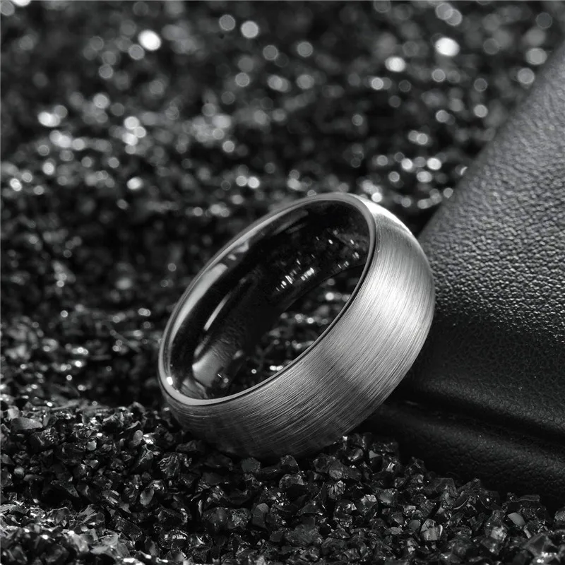 Tigrade 4/6/8mm Klassischer Gebürsteter Herren Wolframkarbid-Ring Männliche Eheringe Anillos Anel Masculino Herrenring Bague Verlobungsring – Detail 5
