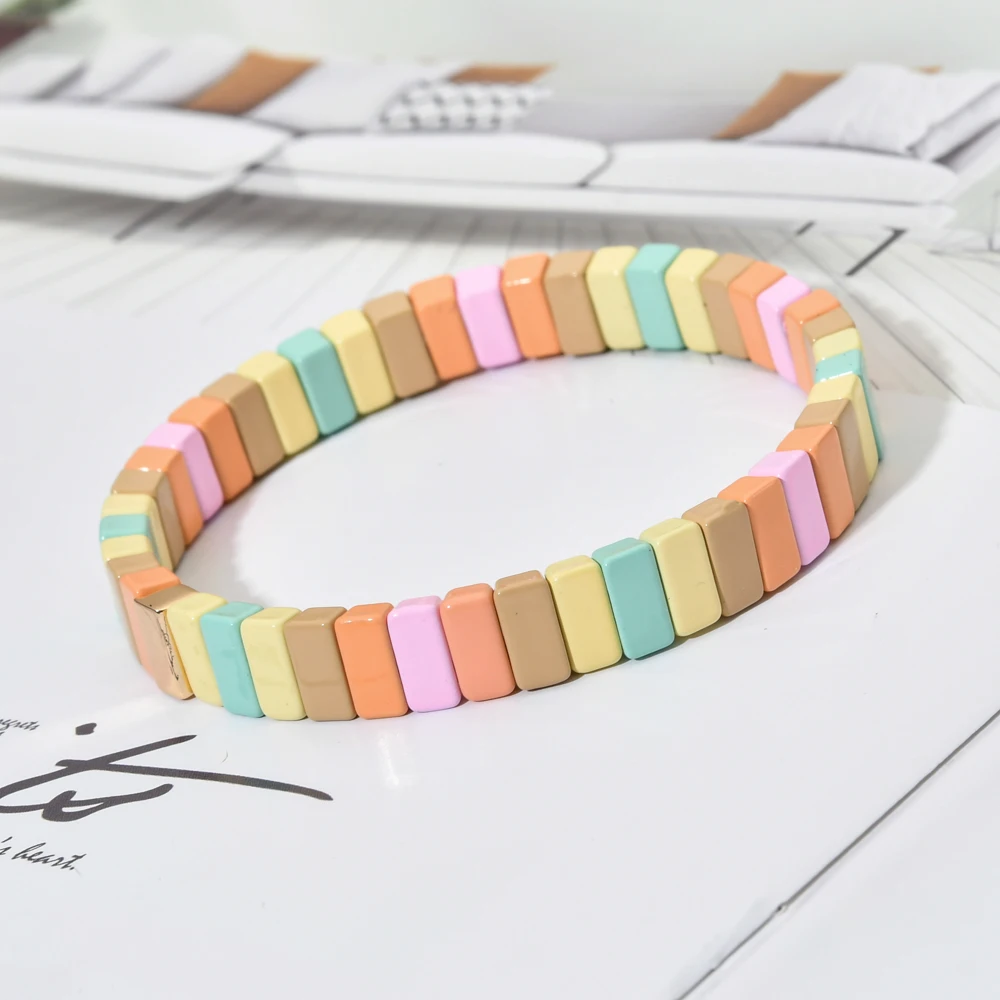 2025 أصدقاء أساور المينا بلاط سوار النساء شارة أساور أساور Mujer مجوهرات بوهو الصيف الصداقة هدية