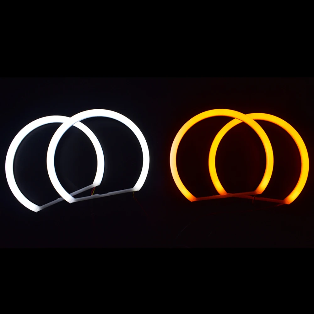 1 set white+yellow Cotton light angel eyes halo ring kits for BMW E36 E38 E39 E46 Sedan Coupe Touring Cabrio projector 4x131mm