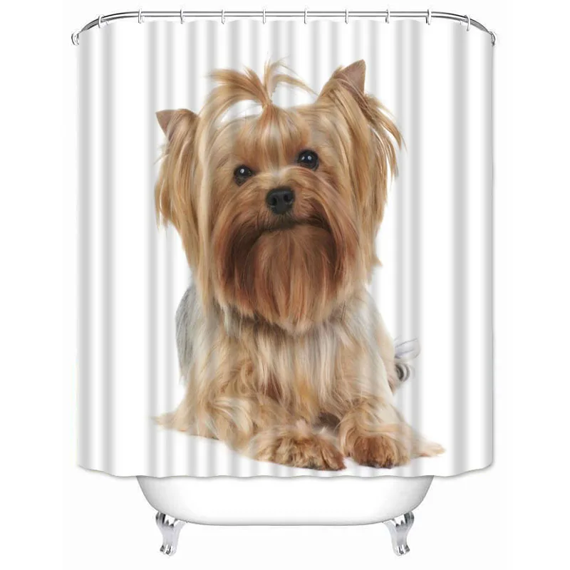 Musife Custom High Quality Yorkshire Terrier Shower Curtain Waterproof Bathroom Polyester Fabric Bathroom Curtain