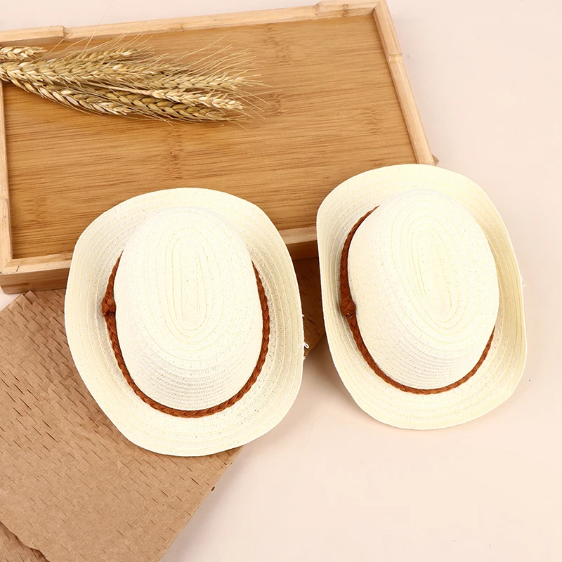 1PCS Rice White Hand-woven Straw Hat For 18 Inch American Doll Accessories for Doll Decor Accessories Toys Gifts