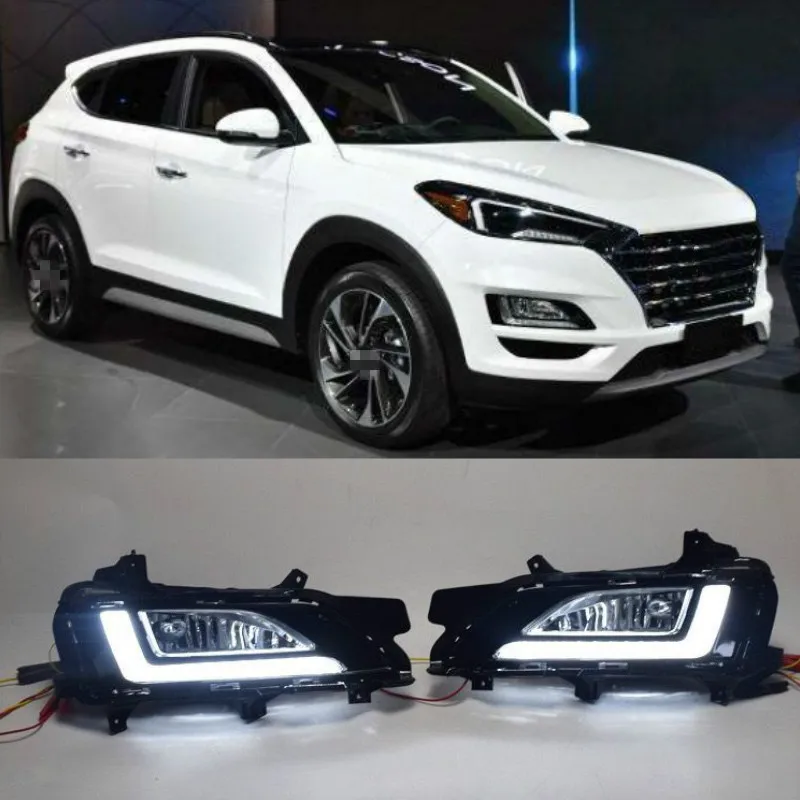 

1 пара для Hyundai Tucson 2019 противотуманная фара крышка авто аксессуары 12V Светодиодный дневной ходовой светильник Дневной светильник