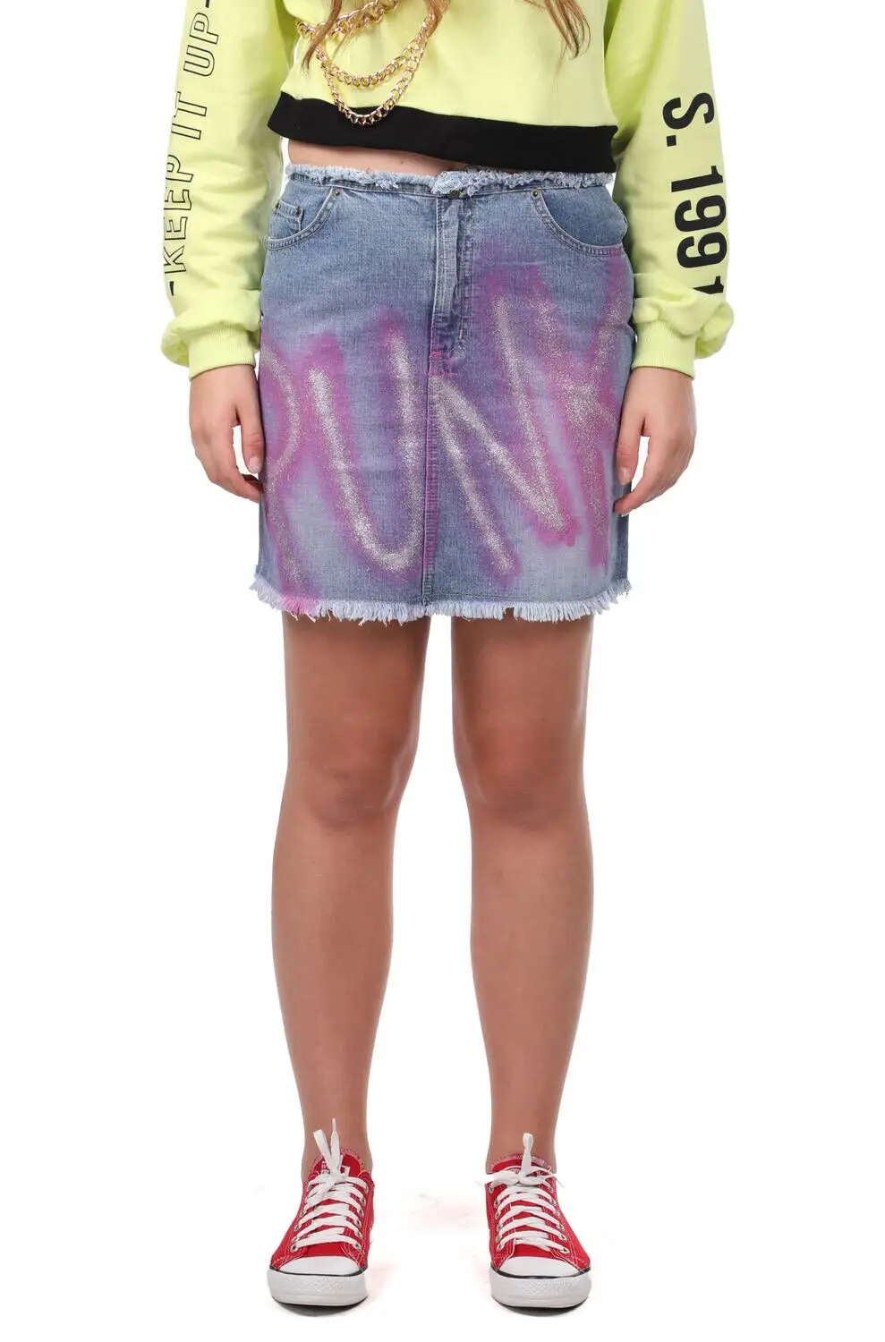 Markapia Pink Punk Mini Jean Skirt