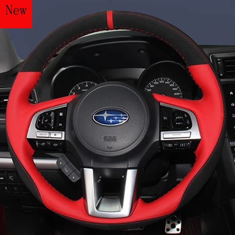 

Hand-Stitched Leather Suede Car Steering Wheel Cover for Subaru Legacy Forester XV Interior Accessories