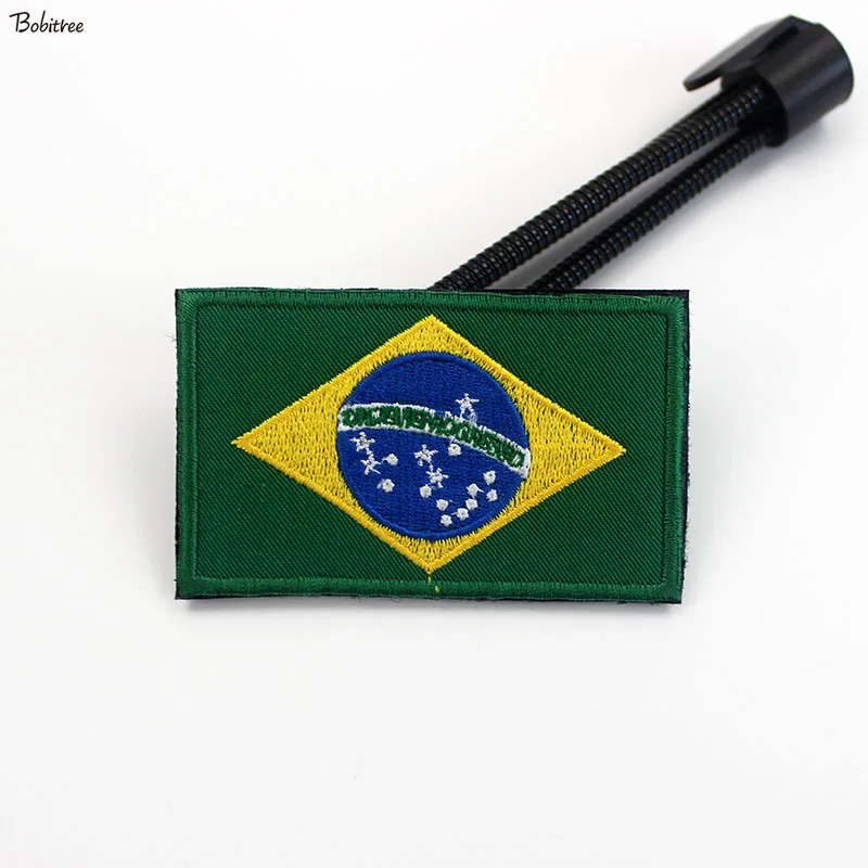 Brazil Country flag Patches with Hook Loop Brazilian Banner Badges Armband Stickers For Backpack Caps Uniform Decoration