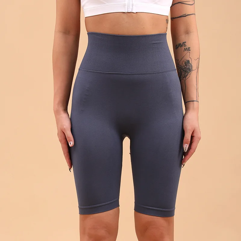 SOISOU letnie szorty damskie spodenki rowerowe damskie wysokiej talii cienkie Push Up mocno sportowe spodnie treningowe na siłownię damskie krótkie