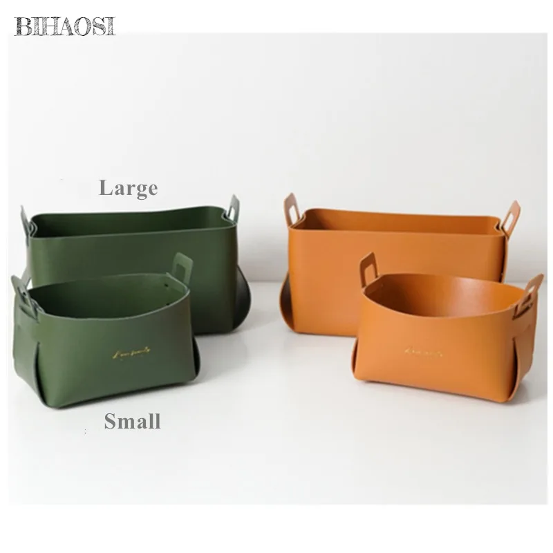 Desktop Large Storage Box Leather Key Plate Home Decoration Dice Plate Key Wallet Coin PU leather folding Storage Box wholesale