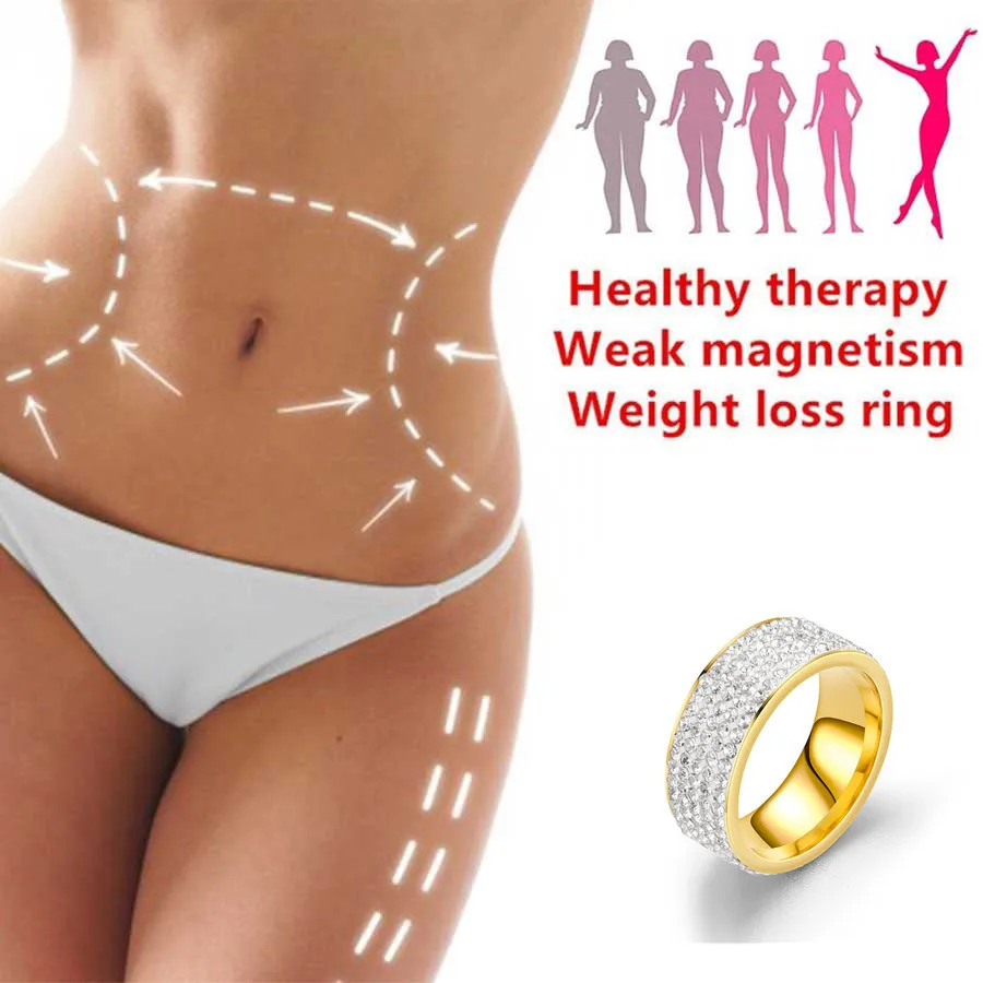 2020 new Fashion Stainless Steel Rhinestone Magnetic Slimming Weight Loss Care Fitness Lose Weight Burning five rows of ring