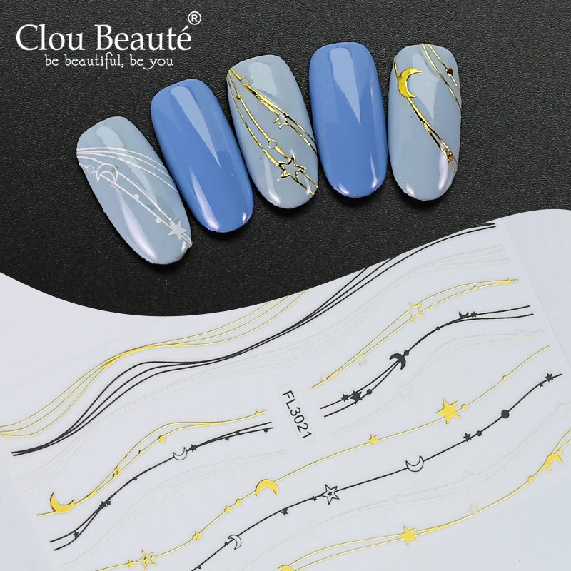 

Clou Beaute Gold Silver Nails Sticker Foil Striping Self Adhesive 3D Nail Stickers Lines Nail Art DIY Decorations Tools Supplies