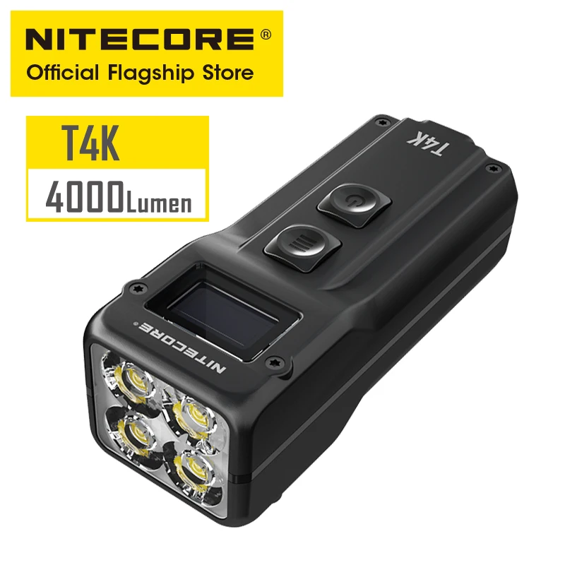 NITECORE T4K Porte-clés lampe de poche 4000 lumens portable super lumineux USB-C Charge d\'urgence edc clé lampe avec batterie