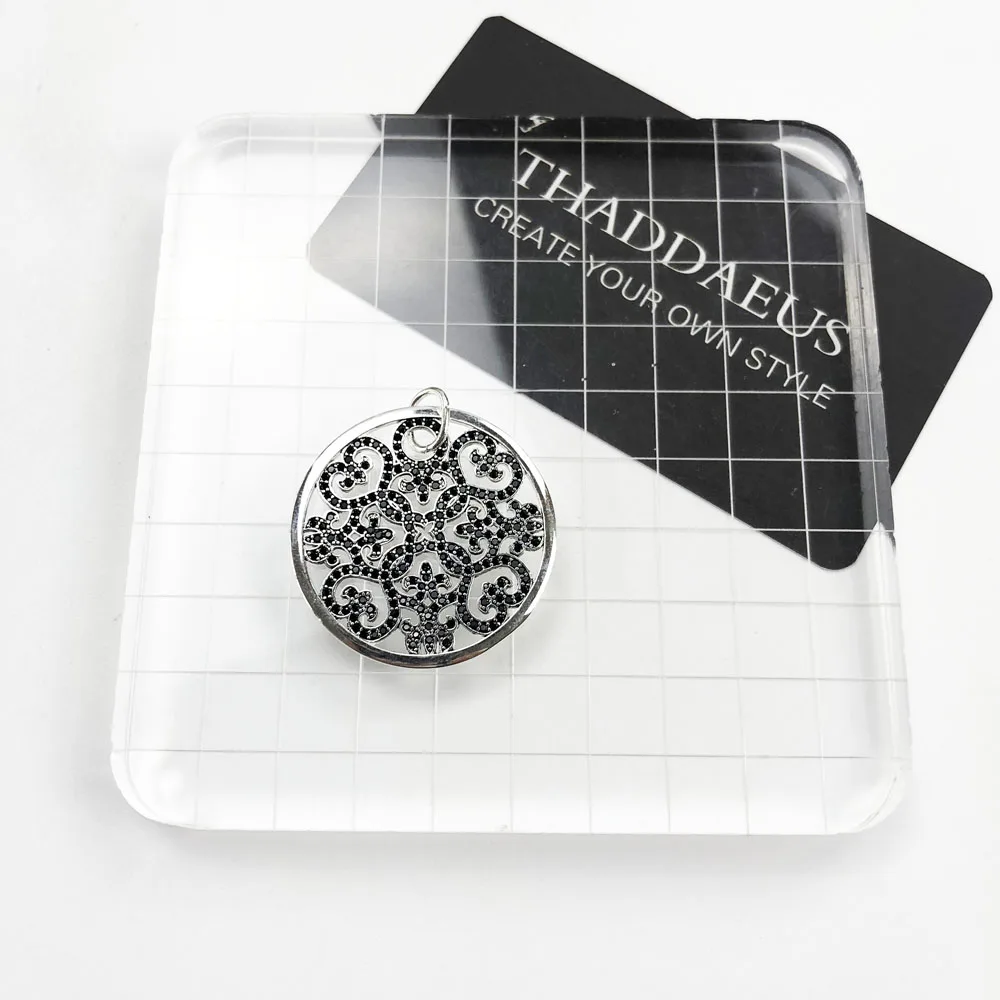 Anhänger Arabesque Disc Ornament Pave Brandneue Mode 925 Sterling Silber Vintage-Schmuck Europa Geschenk für Frauen – Detail 3
