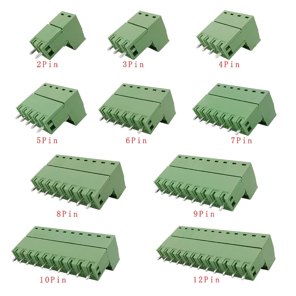 5Pair 2EDG 5.08 PCB terminal Block Connector 5.08mm Socket Plug Screw Terminal Block 2-12Pin 2edg Straight Needle Header Socket