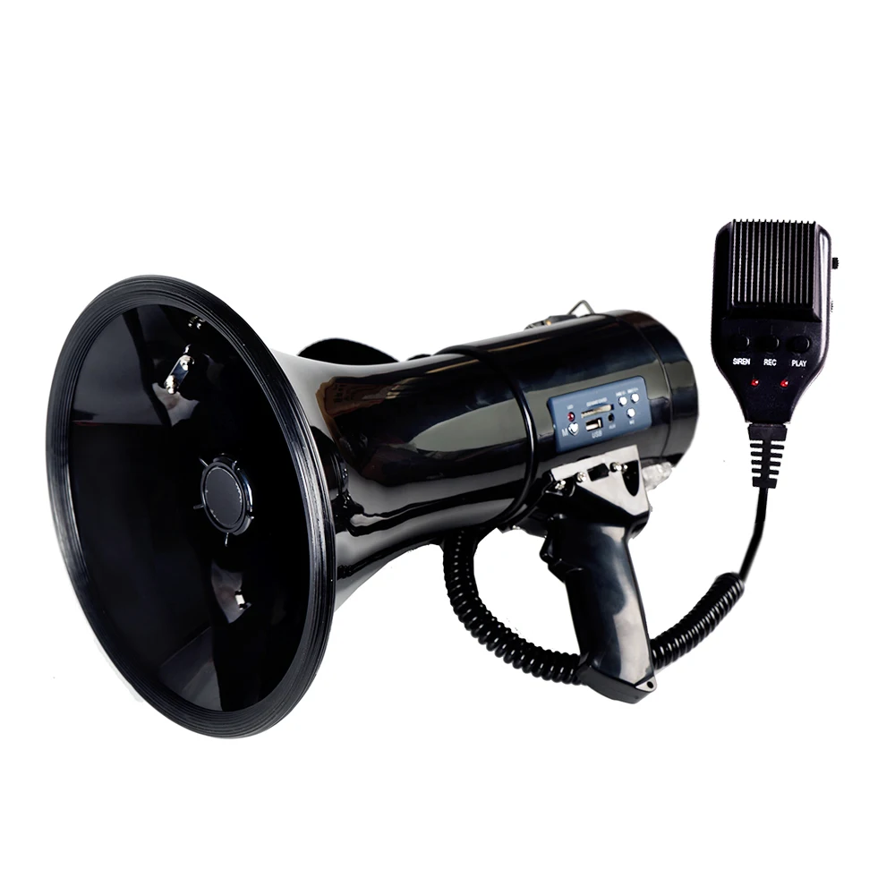 50 Watt Power Portable Volume Control Bullhorn Voice Siren Alarm Modes Megaphone Speaker with and Strap