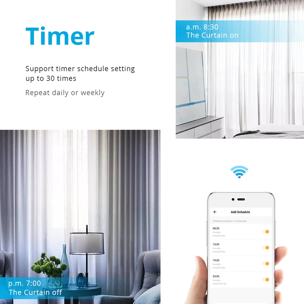 Zemismart Tuya Smart Curtains with Dual Track 2 Channels Zigbee Wall Switch Alexa Google Home Motorized Customized Curtain