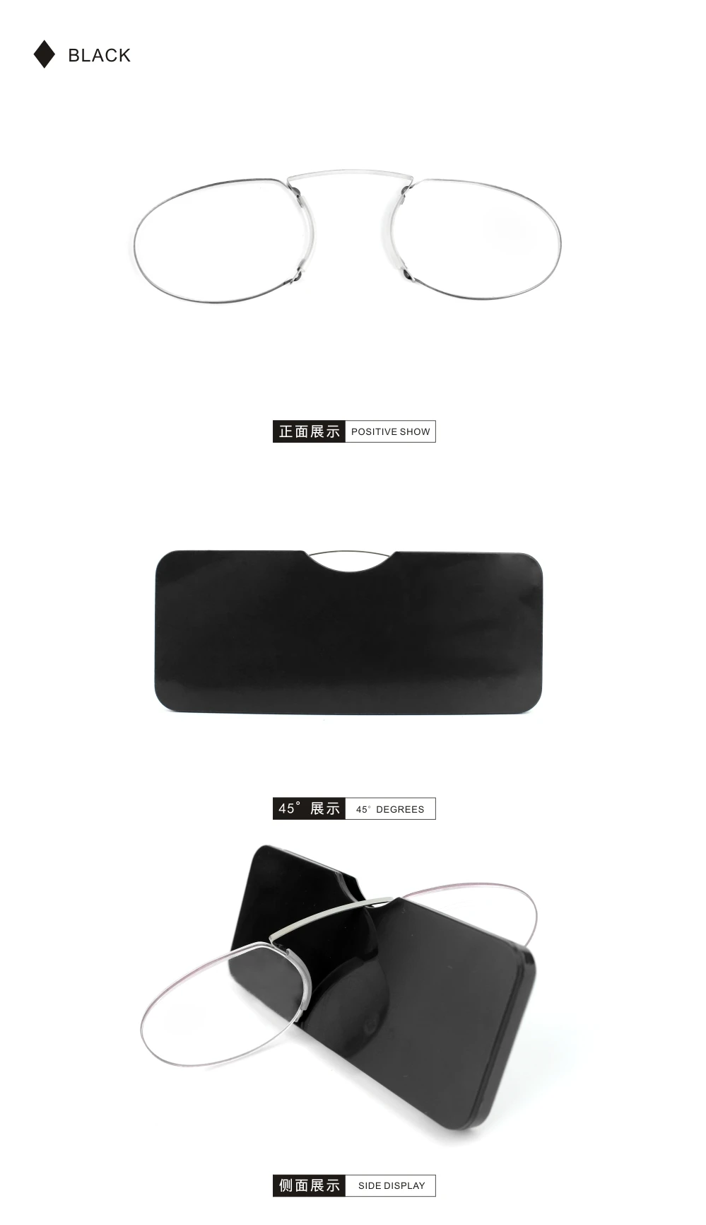 Sighttoo Randlose Schaum-Lesebrille, Mini-Presbyopie-Nasenklammer für Männer und Frauen, Pince-Nez, tragbare Lupe, oval, mit Etui +1 +2. – Detail 2