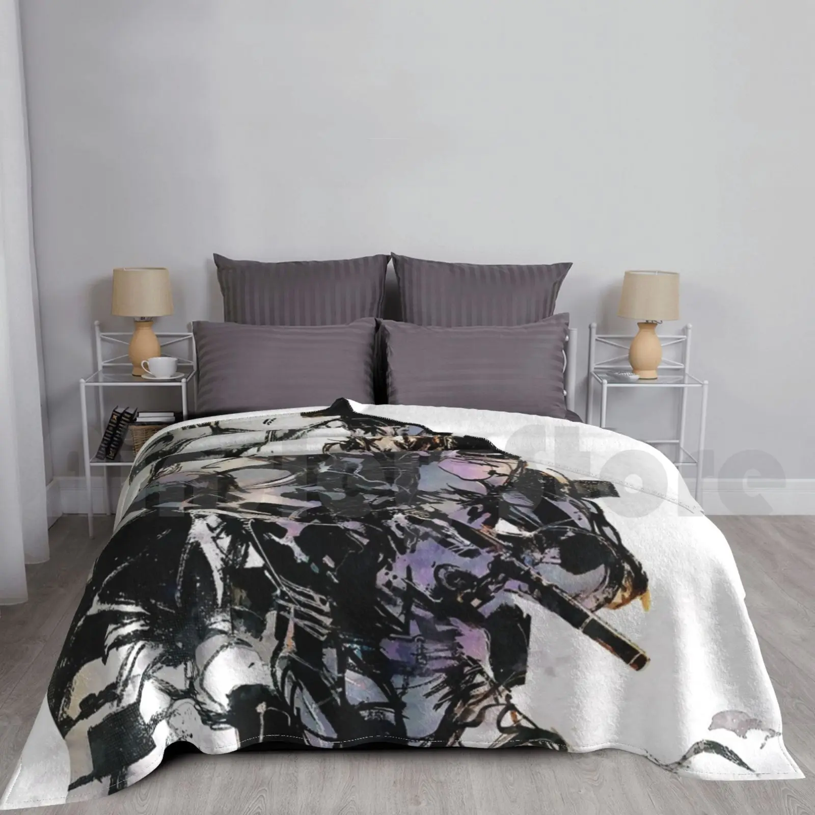 Solid Snake And Cyborg Blanket Fashion Custom Metal Gear Solid Mgs Kojima Metal Gear Solid Snake Grey Fox