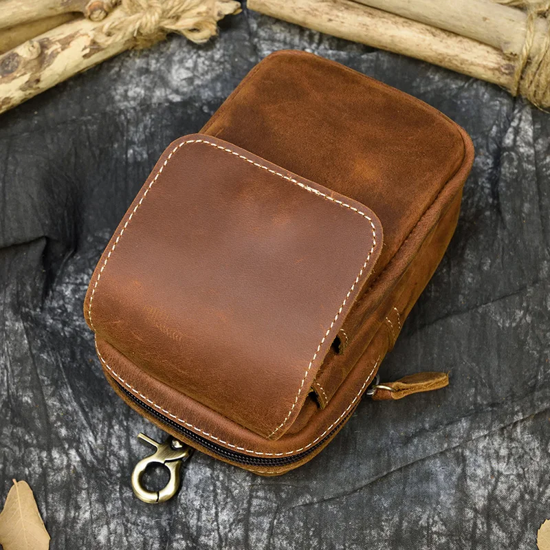 Lederen Heuptas Op Riem Mobiele Telefoon Zak Pouch Lederen Gsm Pouch Fanny Pack Zomer Mini Heuptas Mannen mannelijke