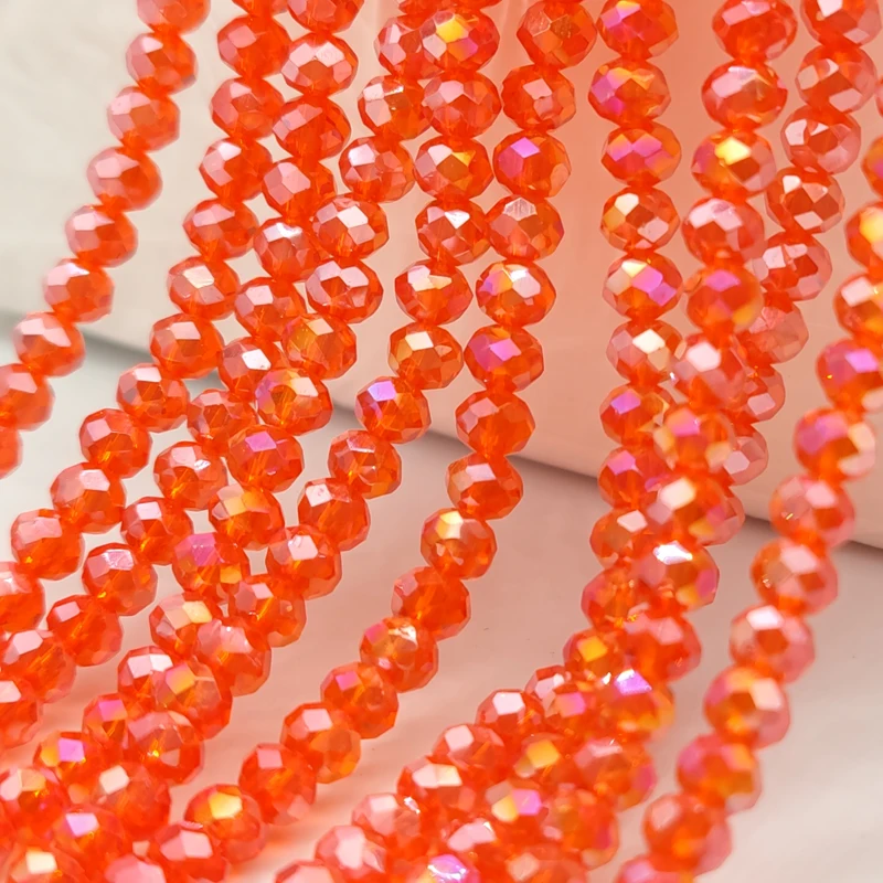 2 3 4 6 8mm Czech Crystal Faceted Flat Orange-red Glass Beads Round Loose Spacer Beads for Jewelry Making DIY Bracelet Necklace