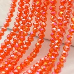 2 3 4 6 8mm Czech Crystal Faceted Flat Orange-red Glass Beads Round Loose Spacer Beads for Jewelry Making DIY Bracelet Necklace