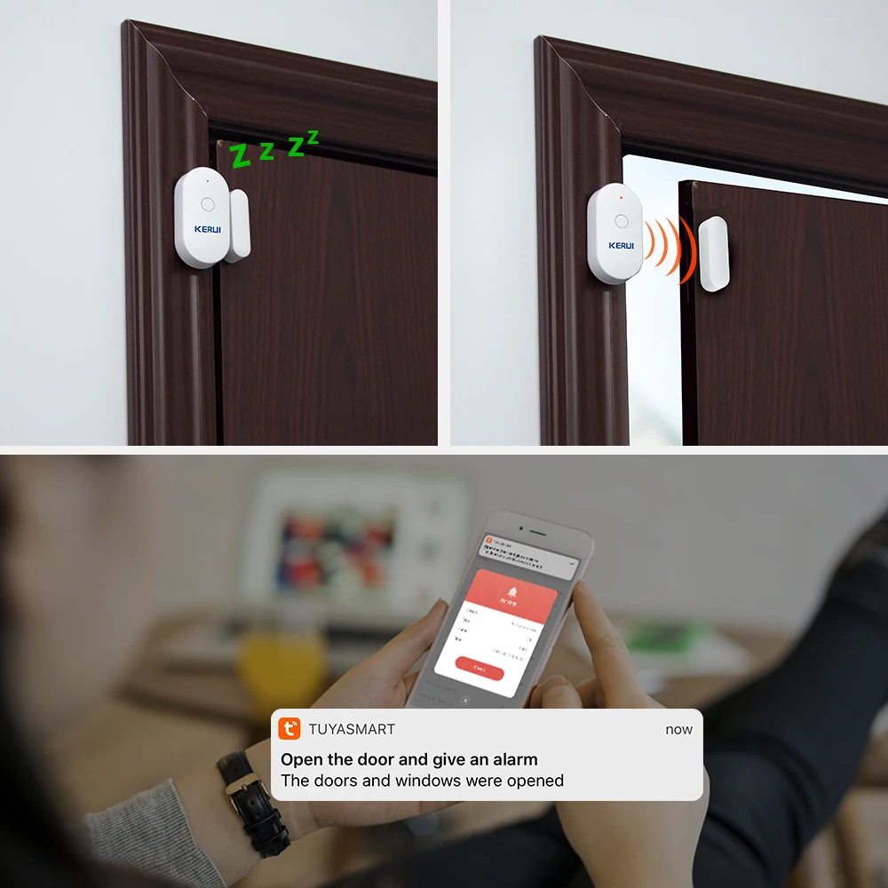 KERUI Tuya Smart Home WiFi Door Sensor Alarm Window Open Closed Detectors Magnetic Switch APP Alert Car Garden Security System