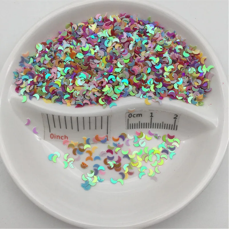 3 millimetri di Figura della Luna di PVC Allentato Paillettes Glitter Paillettes per Unghie artistiche Manicure, Confetti di Nozze, accessori per