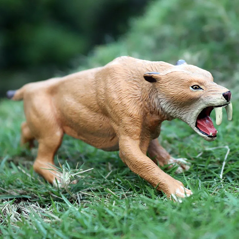 Oenux Wild Animals Cat Tiger Simulation Saber-toothed Tiger Action Figures Solid PVC Model Figurines Education Toy For Kids Gift