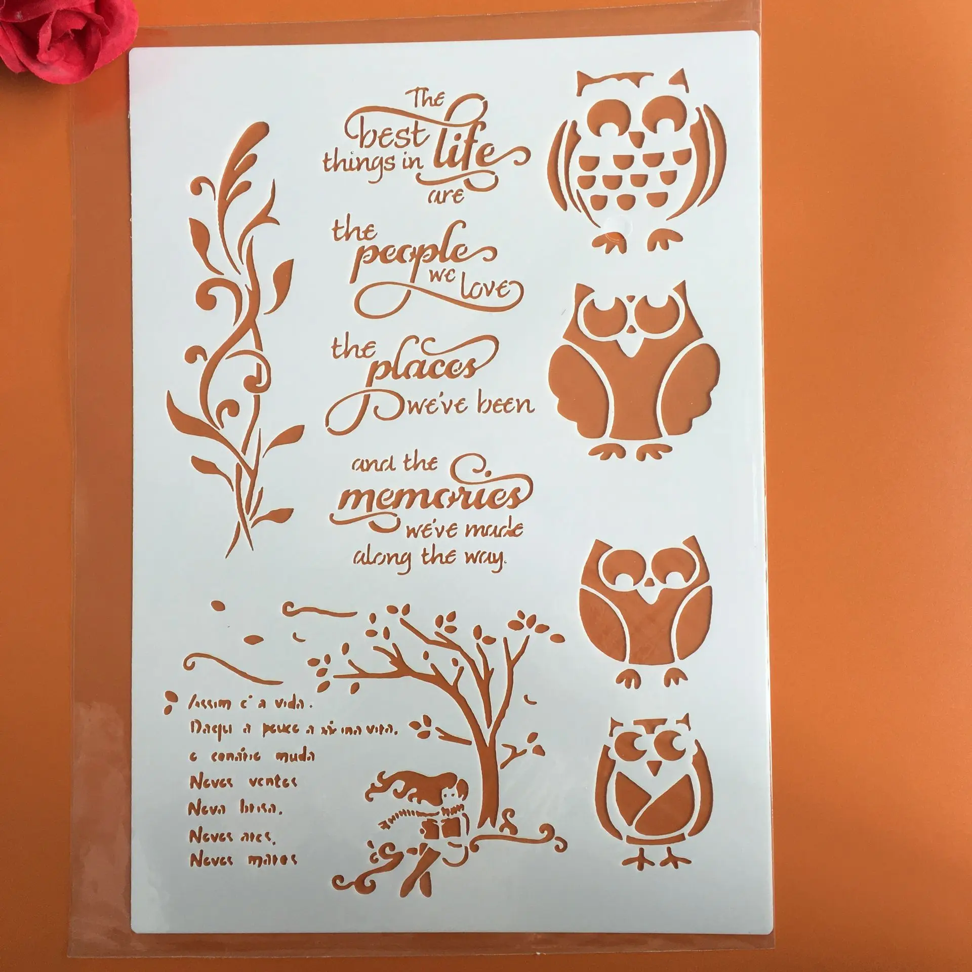 

A4 29 * 21cm owl DIY Stencils Wall Painting Scrapbook Coloring Embossing Album Decorative Paper Card Template