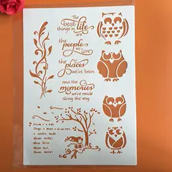 A4 29 * 21cm owl DIY Stencils Wall Painting Scrapbook Coloring Embossing Album Decorative Paper Card Template