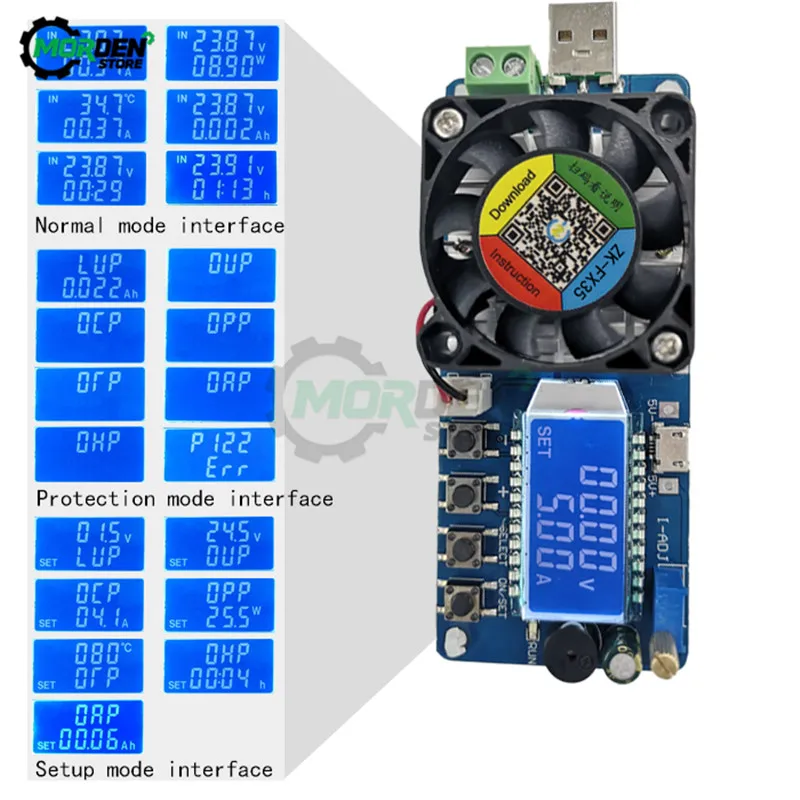 New USB Voltmeter Ammeter Adjustable Electronic Load Tester LED Battery Capacity Power Supply 4A/5A 25W/35W Detector Monitor