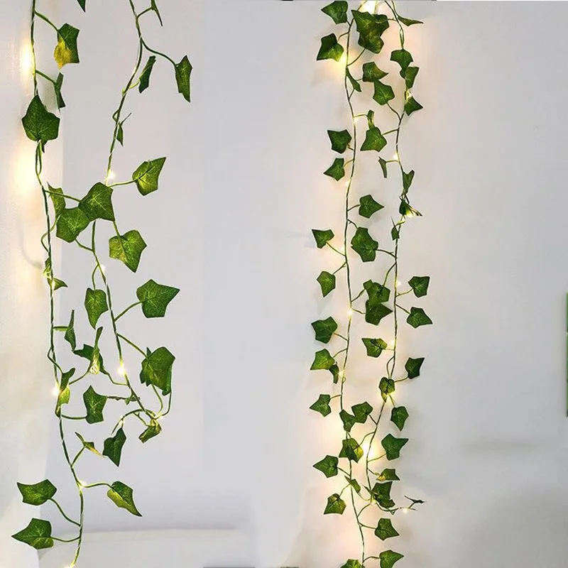 Ivy leaf garland fairy lights 2m, Ivy leaves fairy led string lights,garland wedding home decoration, mini led copper lights