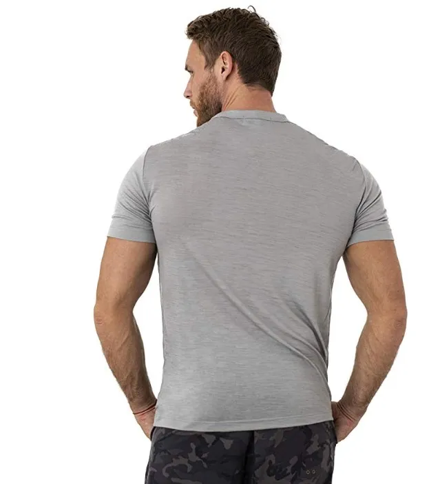 100% Merino Wool T Shirt Men Base Layer Merino Tshirt 180G Everyday Undershirt Wicking Breathable Anti-Odor + Hiking Blend Socks
