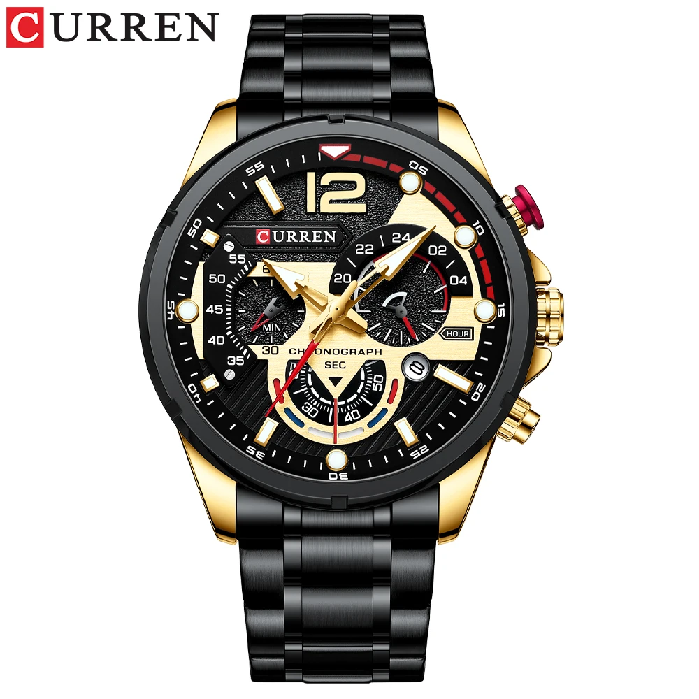 CURREN Men Watch 2021 Luxury Sports Quartz Mens Watches Full Steel Waterproof Chronograph Wristwatch Men Relogio Masculino