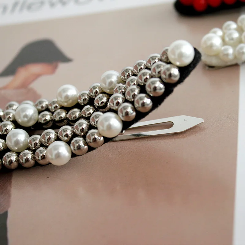 New Disc pearl  hairpin female temperament Liu seaside clip Korean hairpin adult simple Word folder clip hair accessories
