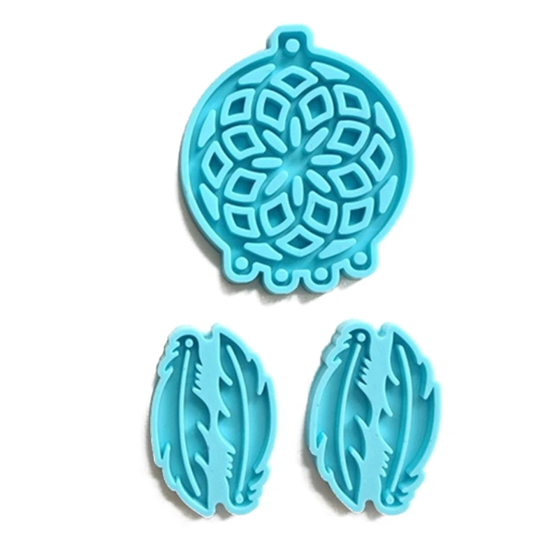 3Pcs Dream Catcher Mold Silicone Mold Keychain Pendants Epoxy Resin Casting Mold Feather Shape Earrings Mold DIY Crafts