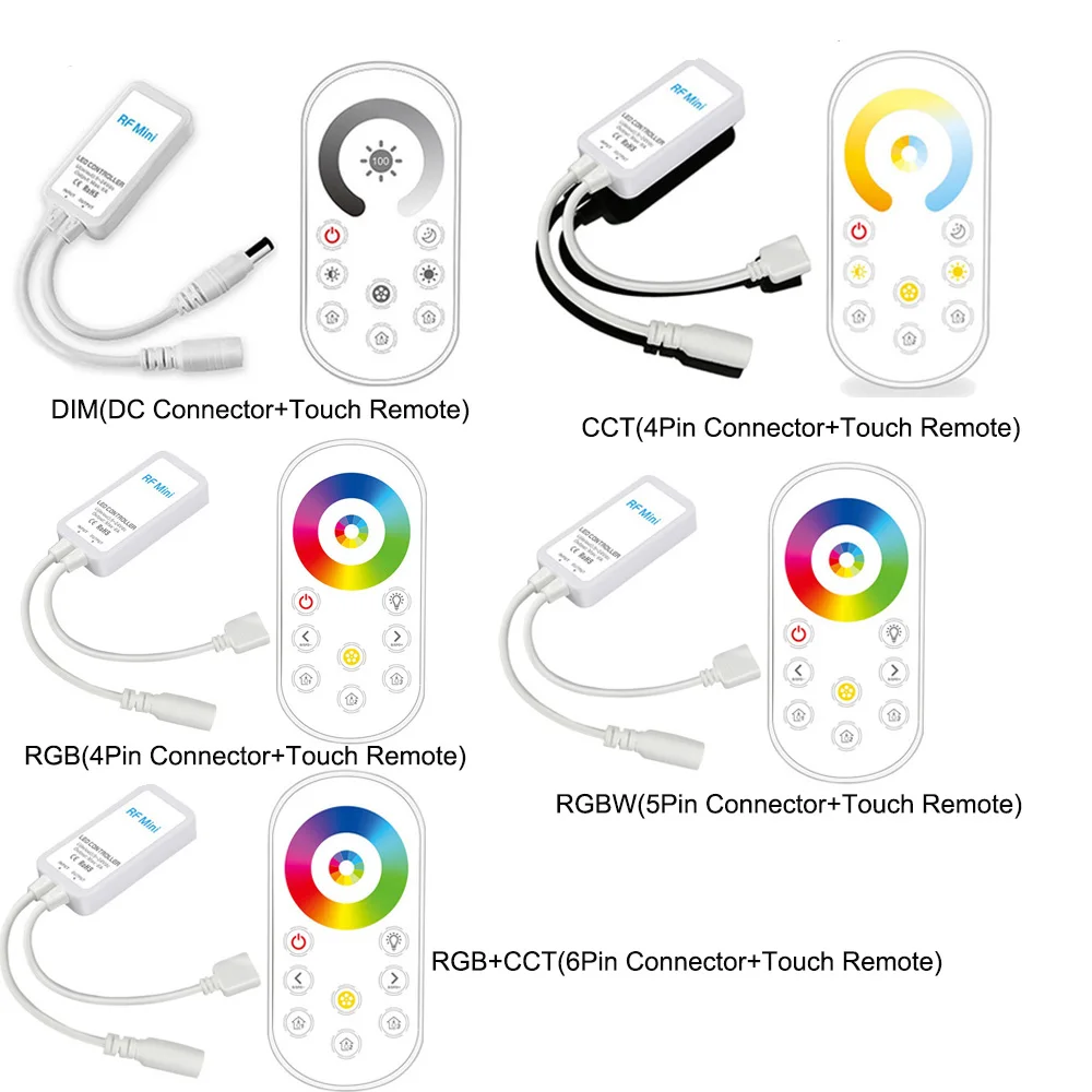 

DC5-24V LED Управление; Мини-rf Беспроводной сенсорный пульт дистанционного управления для одного Цвет/двойной белый/RGB /RGBW / RGBCCT светодиодные полосы Управление
