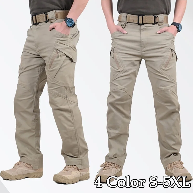 2024 Mens Lightweight Tactical Cargo Pants Elastic Breathable Multiple Pocket Trousers Outdoor Joggers Pant Tactical Pants 6XL