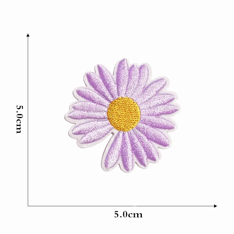 White pink purple Sunflower Daisy Flower Embroidered Iron On Patches for Clothes Dress Jacket Jeans Stickers DIY Patches