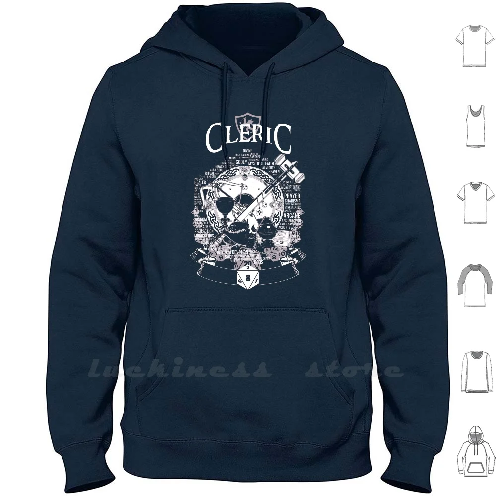 Rpg Class Series : Cleric-White Version Hoodie 6xl Cotton Big Size Cleric Healer Priest Gods God Smite Ttrpg Tabletop Class