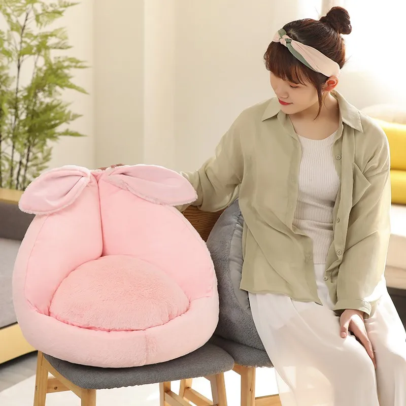 

Kawaii Cat Bear Pillow Animal Seat Cushion Stuffed Rabbit Plush Sofa Indoor Floor Home Chair Waist Decor Winter Children Gift