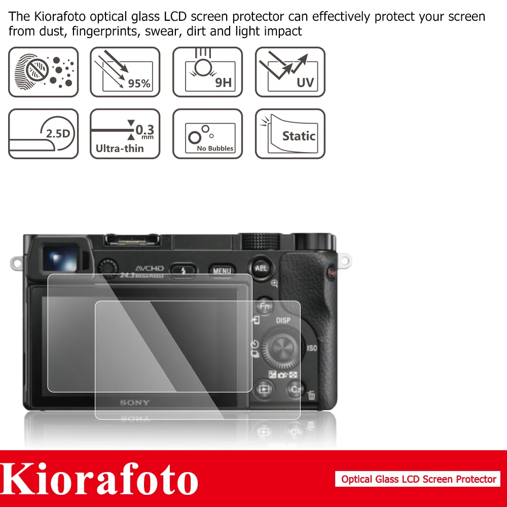 2 Gói 2.5D/9H Quang Kính Cường Lực Bảo Vệ Màn Hình + Giày Nóng Chống Bụi Chống Trầy Xước Bao Da Nắp sony A5000 D6000 D6300