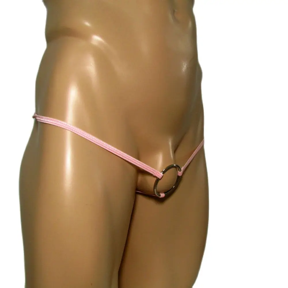 Mans Open Crotch Panties Internal Diameter 38mm Metal Ring G-String Crotchless Chastity Belt Thongs Sexy Underwear Jockstra