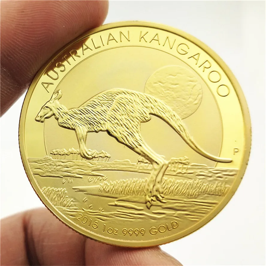 Australia 1 OZ .999 Gold Coins 2015 2011 Kangaroo Animal Elizabeth One Troy Ounce Replica Souvenir Gifts