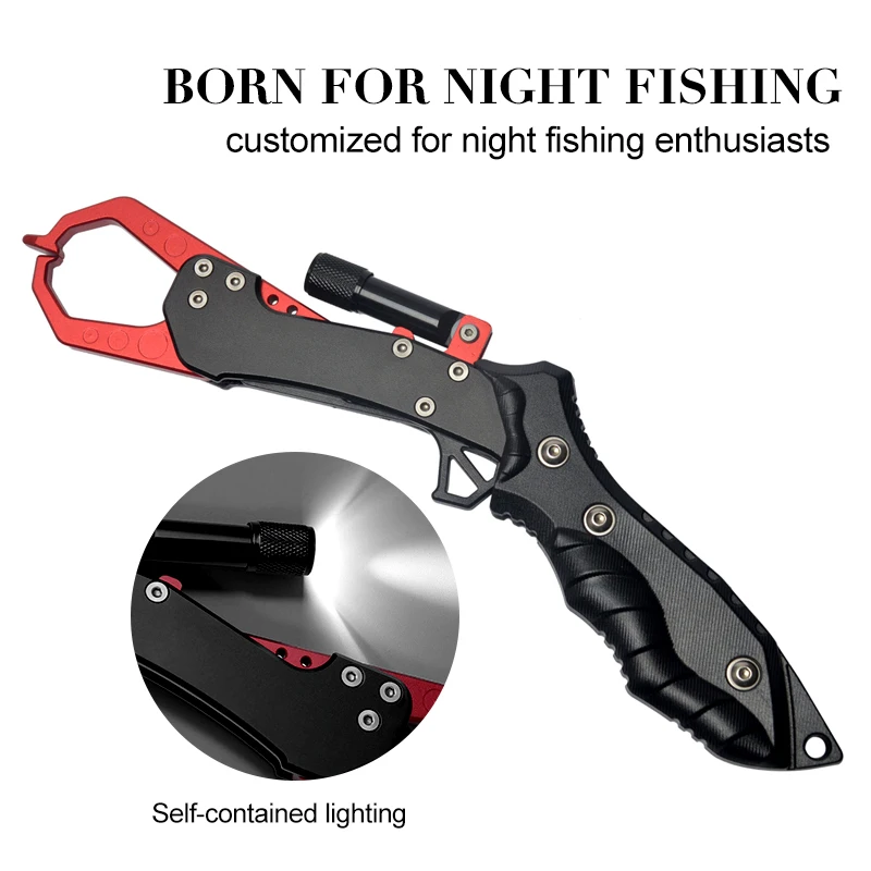 Night Lighted Fishing Grips Fish Lip Grapper Aluminium alloy illumination Night fish High quality Fish tools Metal fish grips